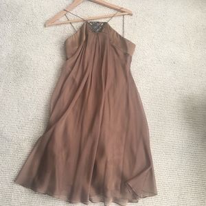 Badgeley Mischka, Brown silk cocktail dress